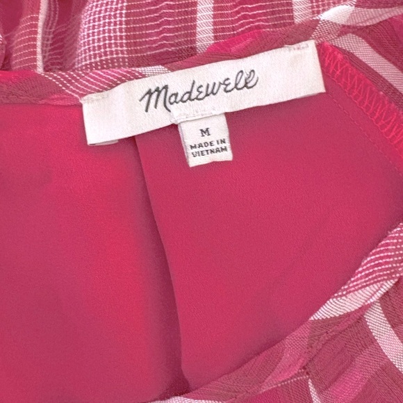 NWOT Madewell Plaid Shirred Babydoll Mini Dress lined women’s size M - Picture 9 of 10